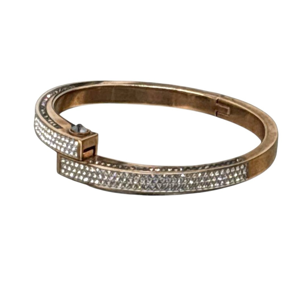 Swarovski Crystal Designer Rose Gold Tone Icy Rhinestone Hinged Bracelet 1839 - Picture 3 of 5